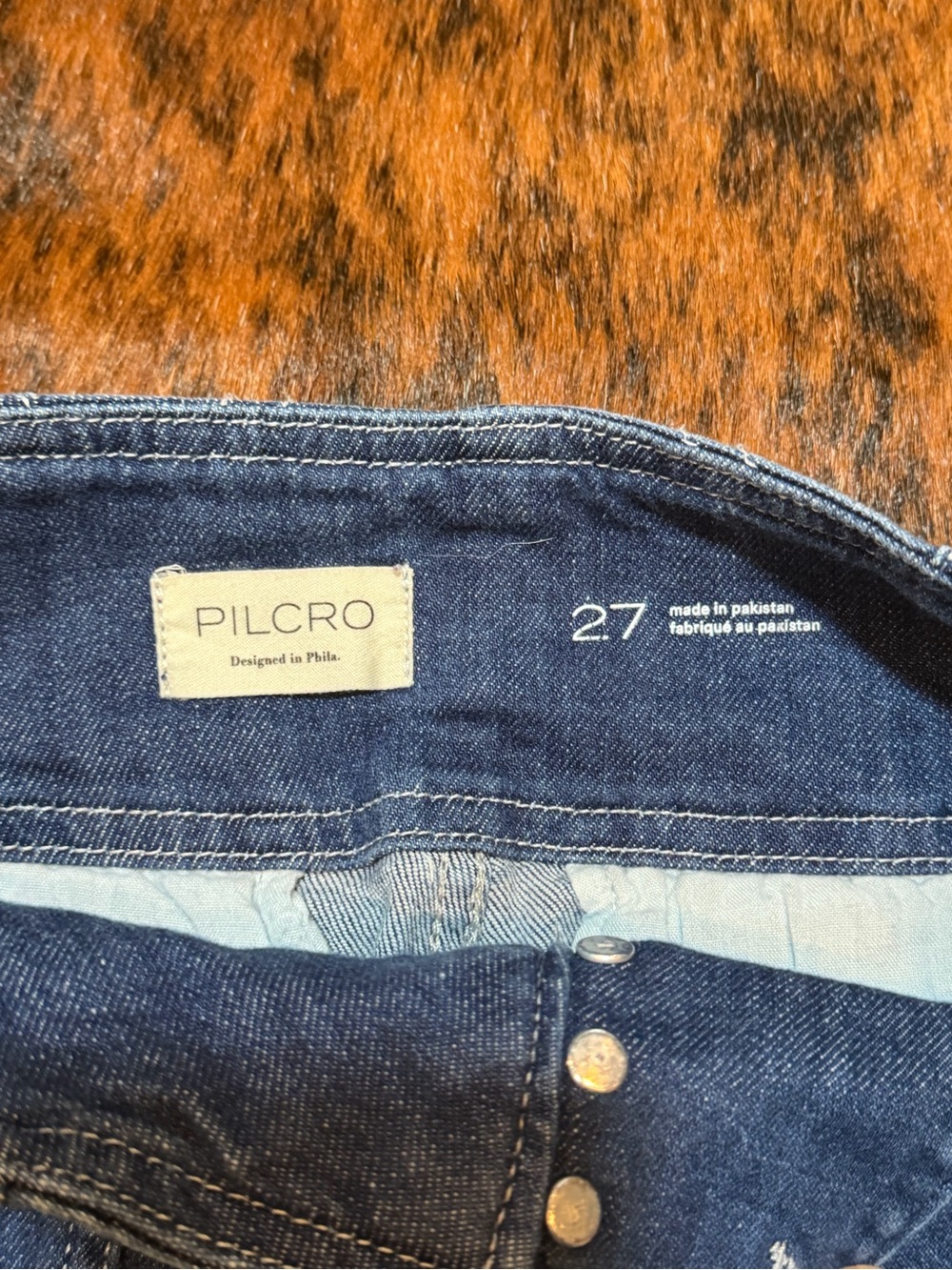 Pilcro Seamed High-Rise Flare Blue Jeans Denim Womens 27X25 Triple Button-Fly - Picture 6 of 8